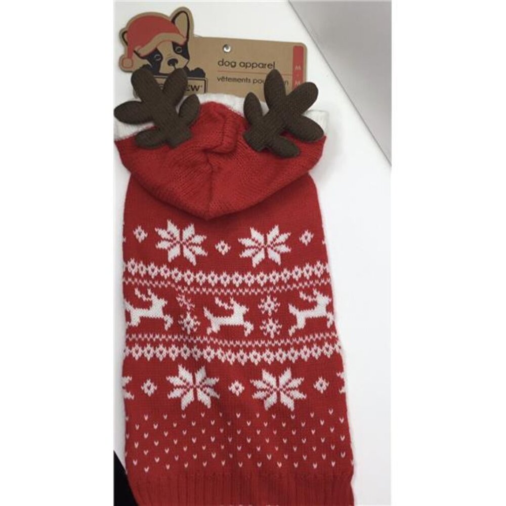 Pup Crew M Dog Apparel REINDEER SWEATER Christmas Outfit Party Parade New